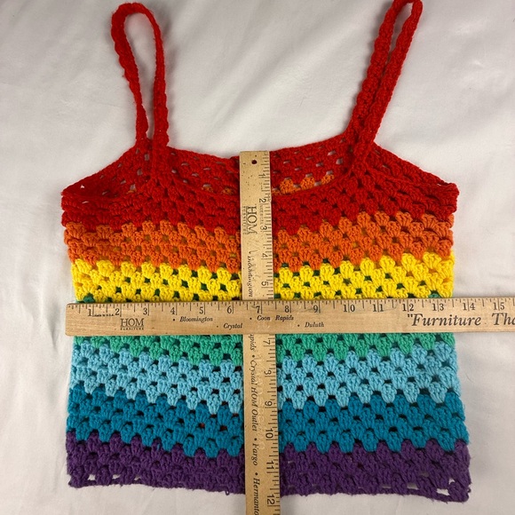 Handmade Hand Knit Rainbow Crochet Tank Top - Picture 3 of 3